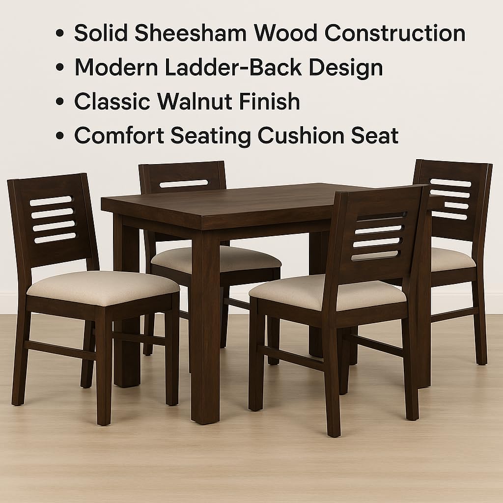 PC Wood Solid Sheesham Wood 4-Seater Dining Table Set