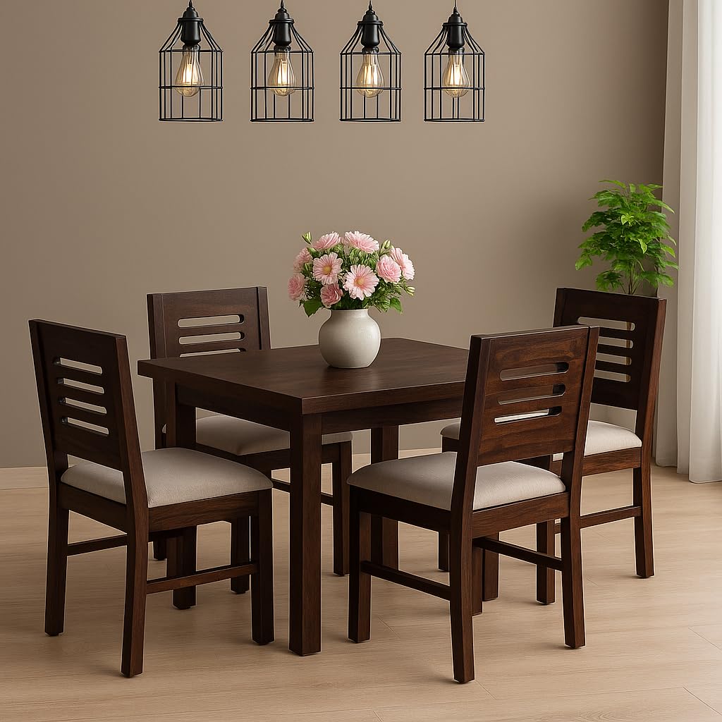 PC Wood Solid Sheesham Wood 4-Seater Dining Table Set