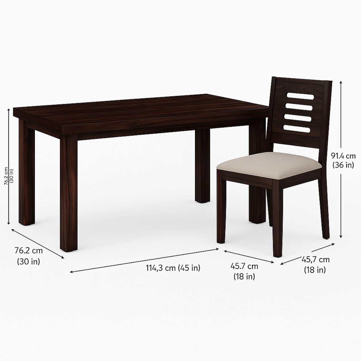 PC Wood Solid Sheesham Wood 4-Seater Dining Table Set