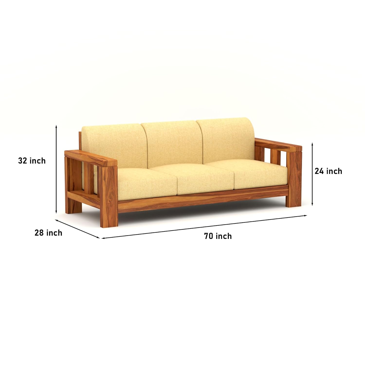 NATRAJ ART & CRAFT Sheesham Wooden 6 Seater Sofa Set for Living Room | Solid Wood Sofa | Rosewood Sofa Set for Home & Office | Lounge (Natural, 3+2+1 Seater)