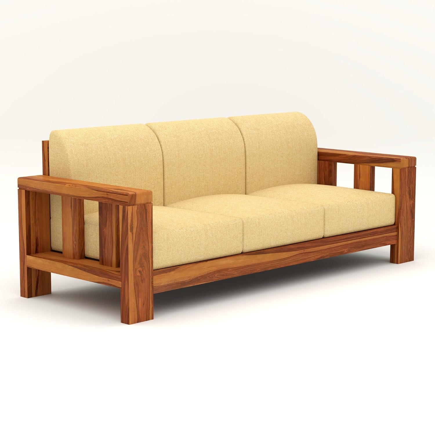 NATRAJ ART & CRAFT Sheesham Wooden 6 Seater Sofa Set for Living Room | Solid Wood Sofa | Rosewood Sofa Set for Home & Office | Lounge (Natural, 3+2+1 Seater)