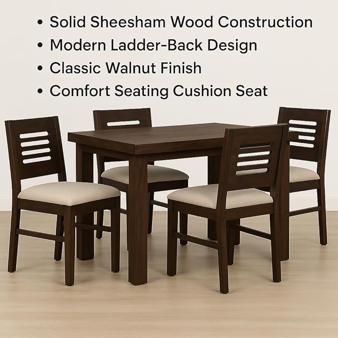 PC Wood Solid Sheesham Wood 4-Seater Dining Table Set