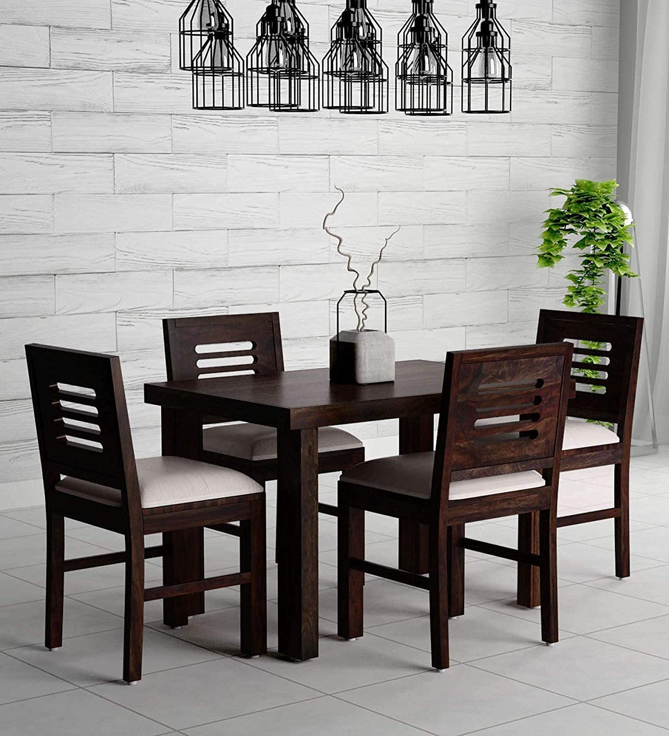 PC Wood Solid Sheesham Wood 4-Seater Dining Table Set